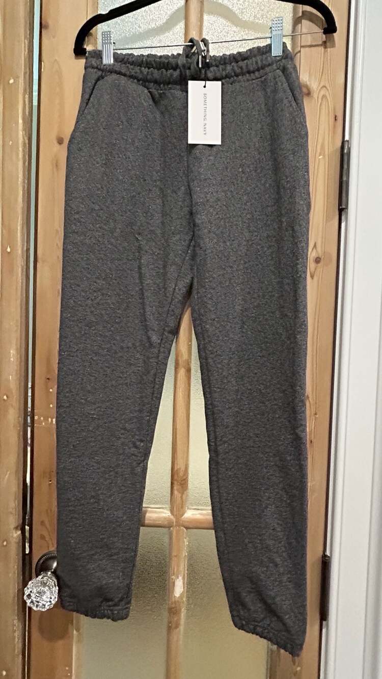 Something Navy Drawstring Sweatpants Size XS Heather Gray French Terry
